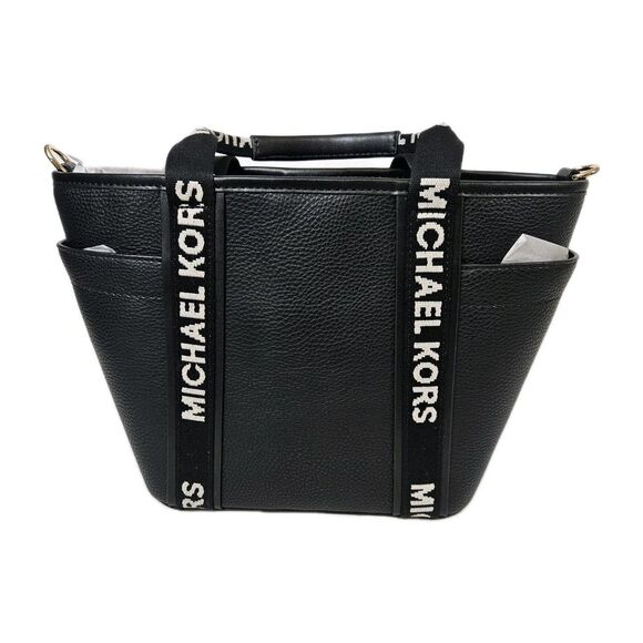 Nwt Michael Kors Crossbody Black pebbled leather Sm. Open Tote Snap Closure - Picture 8 of 13